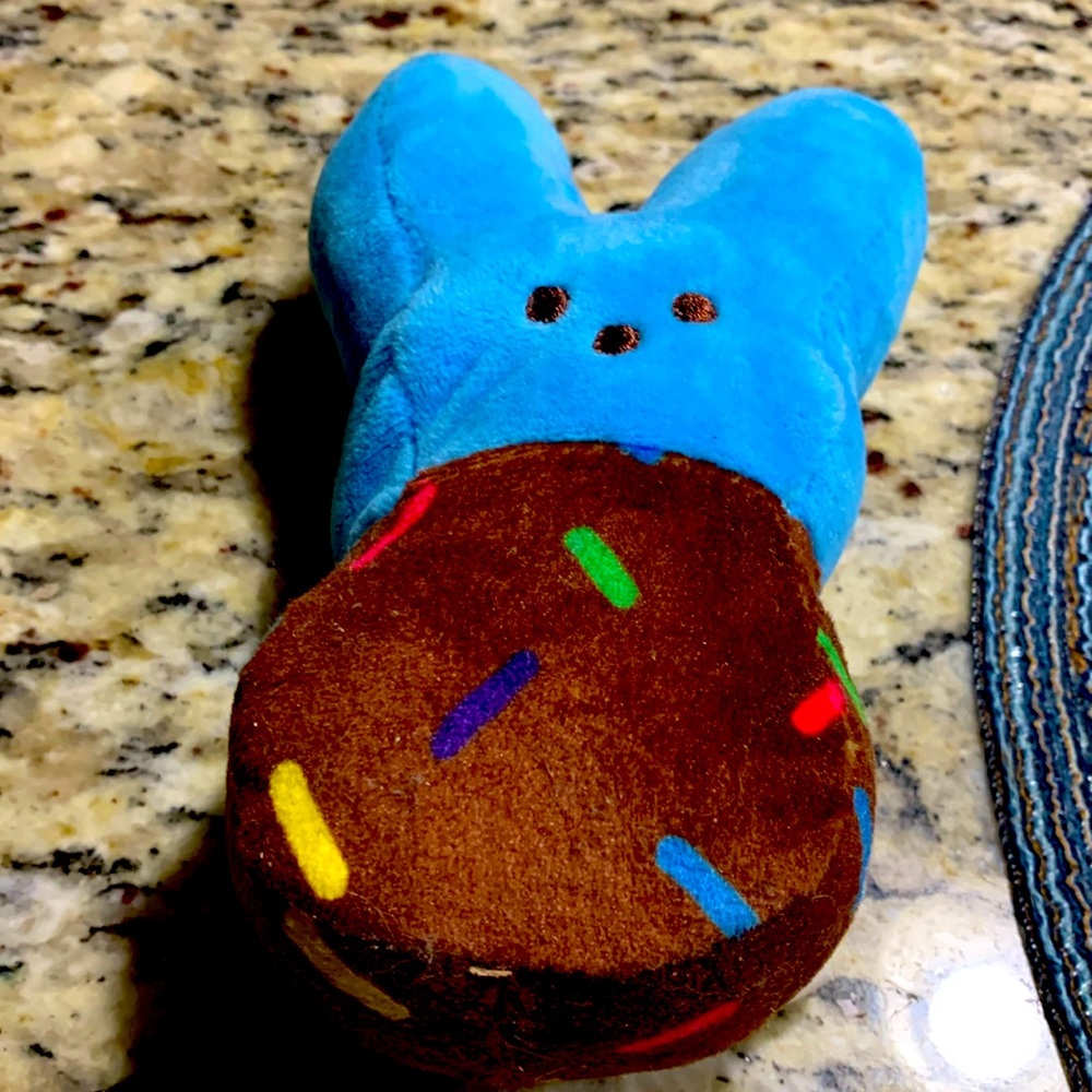 A stuffed animal chocolate scented peeps chick